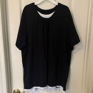 Catherine’s Black Blouse with White Trim and Collar Size 1X